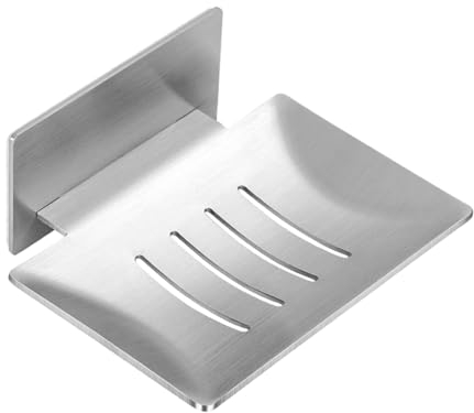 Autoadesivo Portasapone Acciaio Inox, Porta Saponetta da Muro Facile da Installare Antiruggine Impermeabile Portasaponetta da Parete per Cucina Bagno (Argento)