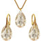 Ohrringe Silber 925 Hängend - Kette Damen mit Anhänger - Vergoldet Schmuck Set für Sie - mit Kristallen - Ohrringe Hängend und Halskette Damen Silber 925 - Tropfen mit Krallen (Golden Shadow)