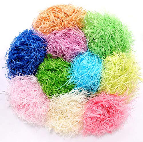 Erba pasquale multicolore, 10 colori, erba pasquale riciclabile, per cesti regalo pasquali, scatole riempitive, decorazioni per feste di Pasqua