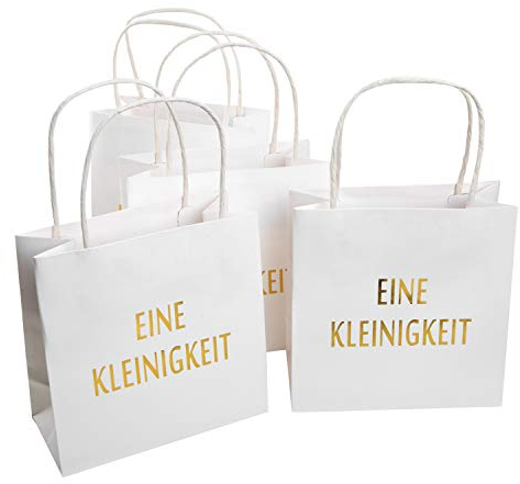 Logbuch-Verlag 4 kleine Geschenktaschen Ostern Valentinstag Geschenktüten mit Henkel weiß gold zum Befüllen 16 x 16 cm