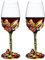 XUDREZ Red/White Wine Glass, Handmade Painted Enamel Flower Gin Wine Glass Long Stem Lead Free Crystal Wine Glasses, Ideal Gifts for Women Mum Friends Mothers Day (Green (Set of 2))