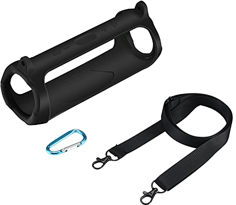 Janjunsi Étui en Silicone Compatible avec JBL Charge 5 Haut-Parleur Bluetooth Portable, Housse de Protection Ultra-légère Portable pour Charge 5 - Noir