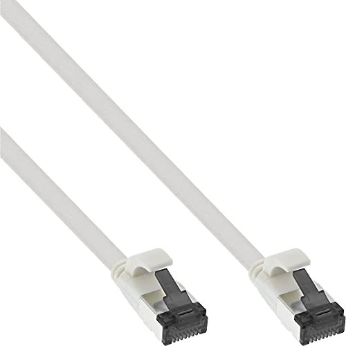 InLine® Patchkabel flach, U/FTP, Cat.8.1, TPE halogenfrei, weiß, 0,5m