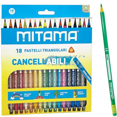 MITAMA Radierbare Buntstifte – Packung mit 18 Buntstiften – Mine 3,0 mm – Buntstifte – Schulfarben