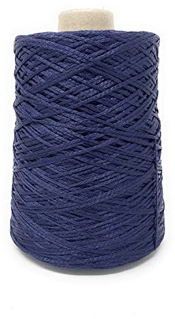 Rocca Filato di Fettuccia a Uncinetto per Borse Grandi e a Uncinenetto e Ferri per Abbigliamento 500g - 1.100m (Blu)