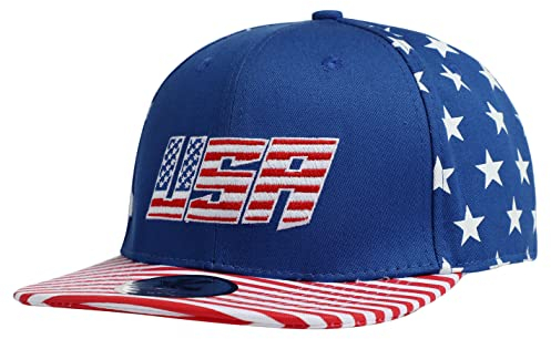 Underground Kulture USA United States of America Blue Stars and Stripes Adjustable Super Bowl World Cup Flat Peak Snapback Hat Baseball Cap