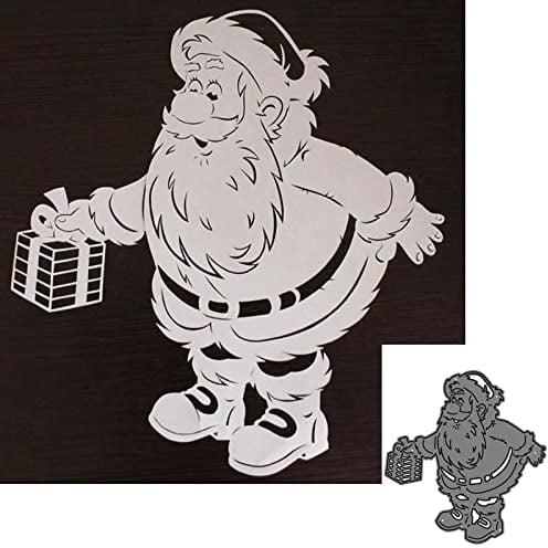 YunTrip Weihnachts-Stanzformen für Kartenherstellung, Weihnachtsmann-Metall-Stanzschablonen für DIY, Scrapbooking, Fotoalbum, Papier, dekoratives Handwerk, silber