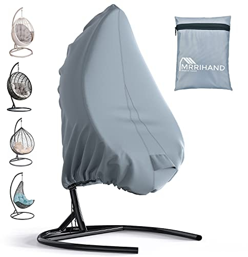 Mrrihand Schutzhülle Hängesessel Wasserdicht mit großen Luftauslass 190x115cm, Grau Abdeckhauben für Schwebesessel mit Reißverschluss und Kordelzug, Anti-UV Reißfestes Oxford-Gewebe, Grise