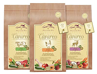 Terra Canis Kennenlernpaket - Canireo Trockenfutter, 3x1kg I Premium Hundefutter in 100% Lebensmittelqualität Aller Rohstoffe I 64% Frischfleisch, Getreide- & glutenfrei