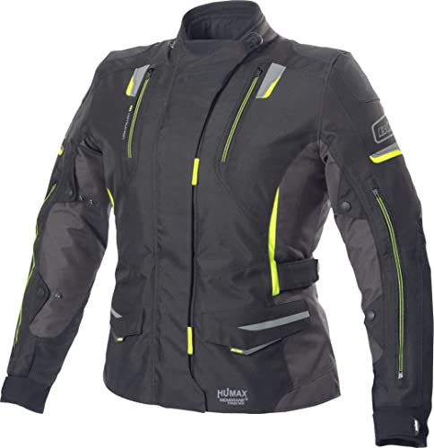 Büse Jana Damen Motorrad Textiljacke (Black/Grey/Yellow,38)