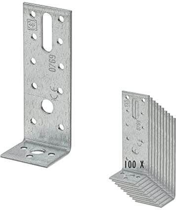 100 x siwitec Winkelverbinder 90 x 35 x 40 mm, sendzimirverzinkter Stahl, witterungsbeständiger Holzverbinder, Schwerlastverbinder für Holzkonstruktionen, Stahlwinkel, Bauwinkel, Stahlverbinder