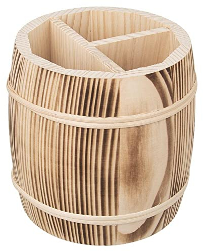 COLLECTOR Organisateur de cuisine en forme de tonneau en bois Pots à ustensiles - brûlé