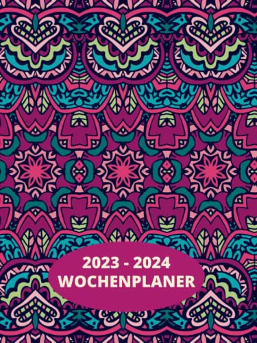 Wochenplaner 2023-2024 Design Mandala: Kalender Januar 23 - Dezember 24 | A4 | Wochenplaner Veranstalter | Passwort und Kontakttabelle | Softcover