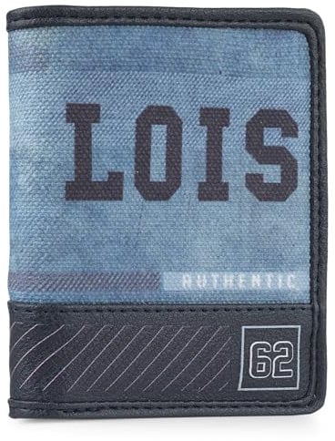Lois - Cartera Juvenil Azul De Lona-PVC Resistente para Chico Deporte Casual con Bolsillo Monedero Cremallera Ideal para Adolescente Y Jovenes
