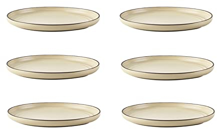 Piatti in Porcellana da 8 Pollici, Piatto Piano in Ceramica in Stile Nordico Domestico 6 Pezzi, Fondo Antiscivolo, Adatto per Feste, Festival, Matrimoni, Compleanni, Raduni,Beige,6pcs