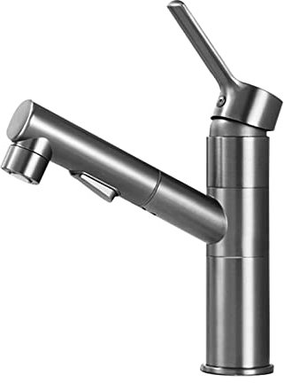 Wasserhahn Bad Ausziehbar Einhebelmischer Waschbecken 180 °Schwenkbarer Spültischarmatur mit Brause für Gäste WC, Badezimmer,grau