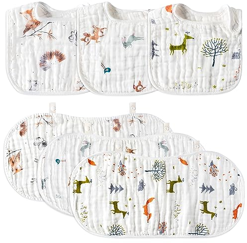 WATINC Spucktücher Baby aus Musselin Baby Snap Lätzchen Weiche und saugfähige Neugeborene Essentials für Jungen Mädchen Biologische Baumwolle Musselin Tücher Wiederverwendbare Baby Handtücher