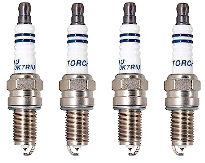 TORCH 4pcs DK7RIU Iridio Candela d'accensione Sostituisci per NGK DCPR7E, per BOSCH YR7DC+ Candela d'accensione, per CHAMPION RA8HC/T04, per DENSO XU22EPR-U/3179/XU22EPR Candela d'accensione, OEM