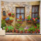 CHENGOR Toskanischer Italien-Wandteppich, alte Steinwand, Blumen, Fenster, Wandbehänge, Wandteppich, Wohnzimmer, Schlafzimmer, Schlafsaal, Männerhöhle, Hintergrund, 200 x 150 cm