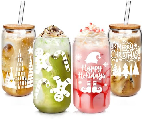 Tazas de café de regalo de San Valentín con tapas y popotes, tazas de café helado de 18 onzas con tapas, bonitas tazas de vidrio, vasos de batidos, regalo de cumpleaños para el día de San Valentín