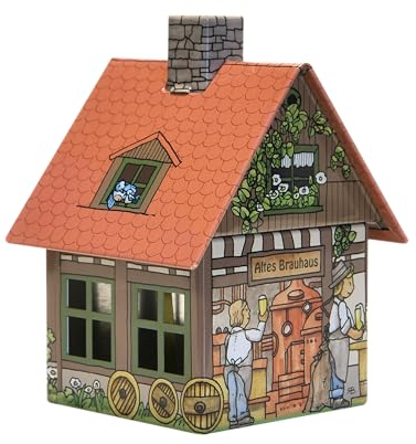 Crottendorfer - Räucherhaus Metall inkl. Räucherkerzenhalter - für Räucherkerzen Gr. M - Maße: 7,2 x 7,8 x 9,8 cm - Motiv: Brauhaus - Made in Germany