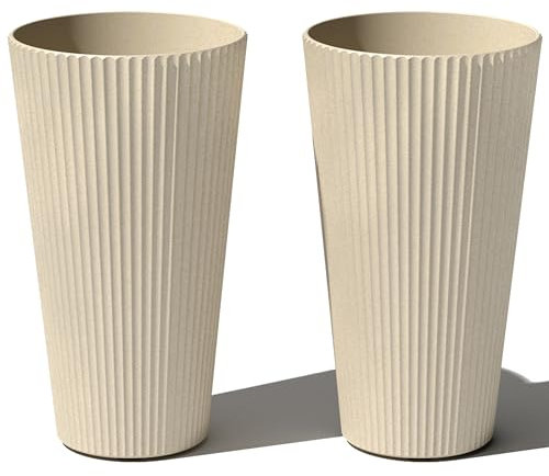 Veradek Demi Series Tall Planter for Porch, Patio, Backyard | Durable Plastic-Concrete Material | Modern Décor for Tall Plants, Grasses