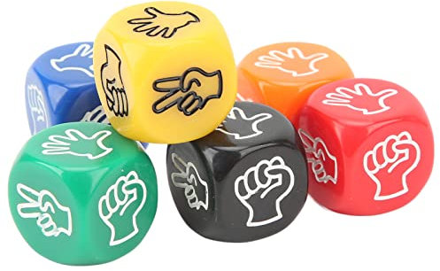 TYCIONG 12 Stück Finger-Ratespiel-Würfel, 6-seitig, 6 Farben, 20 Mm, Erwachsene und, Party, Stein, Papier, Schere