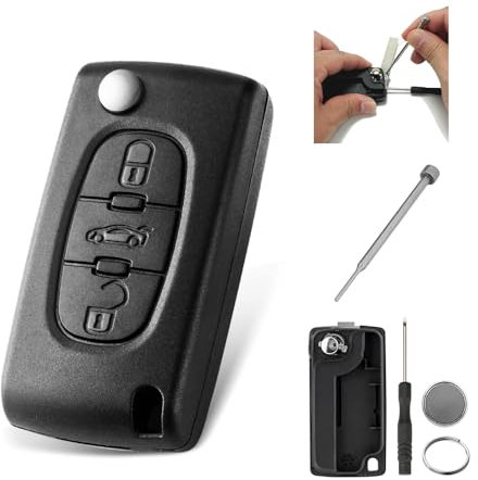 3 Buttons CE0523 Car Fob Case for Peugeot 407 607 307 308 207 SW CC Expert Partner Citroen Dispatch C2 C3 C4 C8 - Key Cover Replacement With Pin Removal Tool Battery CR1620