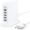 55W 6-Fach Intelligentes USB Ladegerät Mehrfach, 6 in 1 USB Ladestation GaN Desktop Netzteil Ladehub für iPhone, Samsung, Google Pixel, Universal Power Adapter für Tablets, E-Reader, Kopfhörer, Lampe