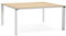 Beige-Weißer Schreibtisch XL | Großer Besprechungstisch | Bürotisch mit Naturholzoptik | 160x160 cm | Chromdetails | Geräumig & Elegant | Perfekt für Konferenzräume & Open Spaces | KERIX