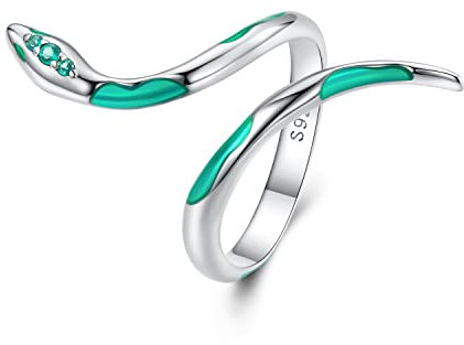 Schlangenring für Damen, S925-Sterlingsilber, verstellbar, gewickelt, offener Löffel-Ring, Schmuck