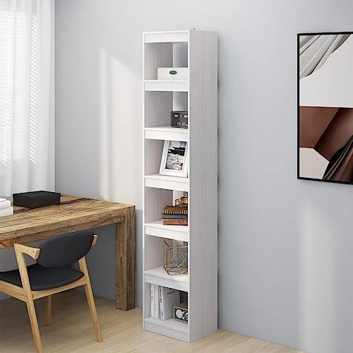 ZXXDSMYF Regale-Bücherregale & Standregale-Bücherschrank/Raumteiler Weiß 40x30x199 cm Massivholz Kiefer