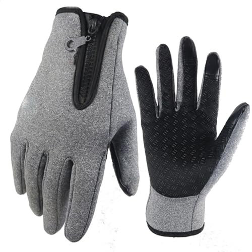 Argumub Thermo Handschuhe, Premium Thermohandschuhe, Unisex-Winterhandschuhe Mit Touchscreen Warm Wasserdicht, Geeignet für Radfahren Im Freien (Grau, XL)