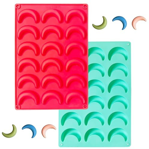 2 Stück Vanillekipferl Backform Silikon 18 Mulden Vanillekipferl Ausstecher Vanillekipferl Form Multifunktionale Silikonformen Vanillekipferl-Backblech für Schokolade Pralinen Kekse Süßigkeiten Kuchen