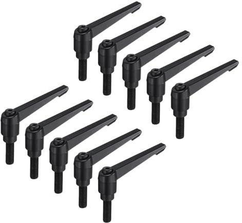 QUARKZMAN 10 Stück Klemmhebel Griff M10 x 30mm Außengewinde Bolzen Klemmschraube Knöpfe Kohlenstoffstahl, Verstellbarer Klemmhebelgriffe Handgriff für Werkzeugmaschinen, Schwarz