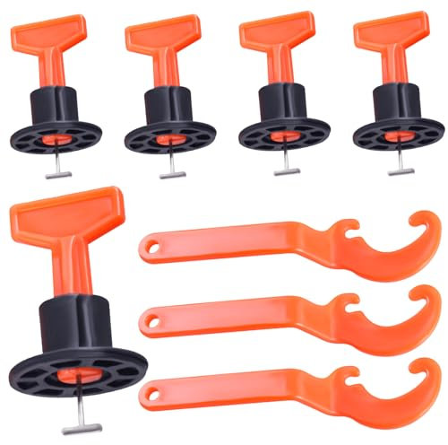 TIOMIOSEA 150 Stück Fliesen Nivelliersystem mit 3 Spezialschlüssel Wiederverwendbare Fliesenausgleicher Abstandhalter Nivellierset für Wand- und Bodenfliesen