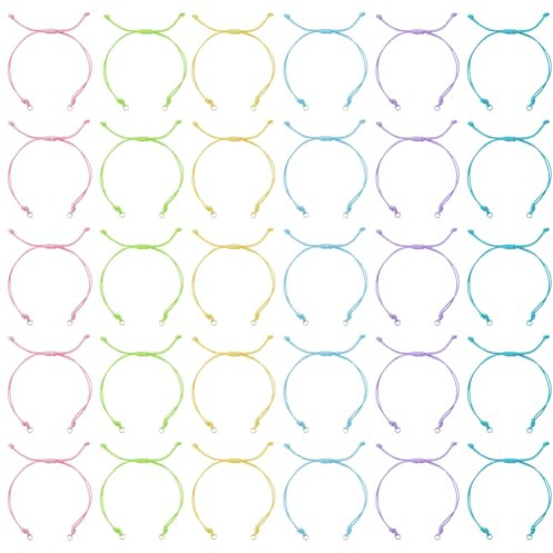 DICOSMETIC 30 pièces Bracelets Tressés Réglables 6 Couleurs Bracelet en Cordon de 10 3/8 Pouces en Vrac Bracelets en Cordon de Polyester Ciré Demi Fini Fil pour la Fabrication de Bijoux