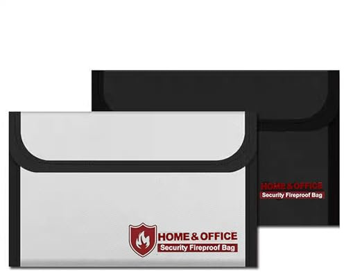 2 Stück Feuerfeste Tasche, Kleine Feuerfeste Geldtasche 21 x 13 cm, Feuerfeste Brieftasche,Bargeldschutztasche-Wasserfeste Sichere Tasche für Wertsachen/Dokumente/Geld/Passport/Bankdatei