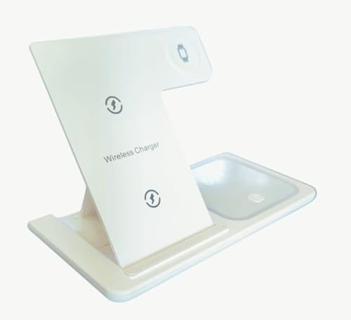 Wireless Charger, 3 in 1 Fast Wireless Charging Station, 18W Charging Stand Compatible With iPhone 16/16 Plus/16 Pro/16 Pro Max/15/15 Plus/15 Pro/15 Pro Max/14 Pro Max/13 Mini/SE 2022/12 Pro - White