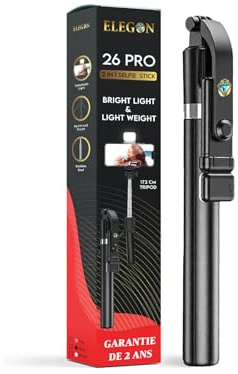 ELEGON 26 Mini 72 cm, Mobile Phone Tripod with Remote Control, 2-in-1 Selfie Stick, Tripod for Mobile Phone, Camera. (Black, 172 CM)