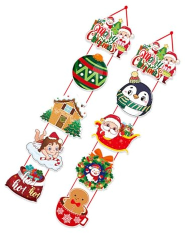 Juego de 2 adornos para colgar en la puerta de Navidad, festividades, decoraciones para colgar en la puerta de Navidad, hechas de materiales