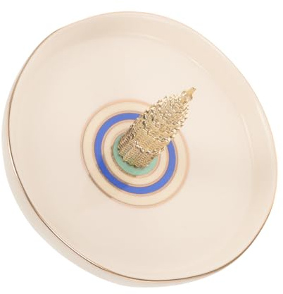 IMIKEYA Ceramic Jewelry Dish Tower Plate Ring Holder Trinket Stand Jewelry Organizer Iron Tower Style Unique Home Decor