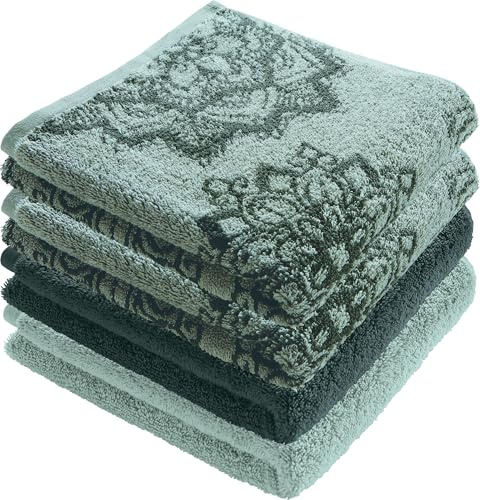 Erwin Müller Handtuch Bühl 4er-Pack Jade/Oliv Größe 50x100 cm - besonders flauschig, voluminös, äußerst saugfähig