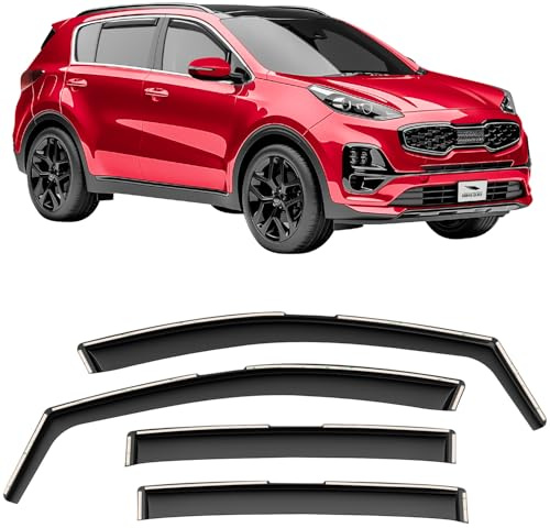 Voron Glass Windabweiser kompatibel mit Kia Sportage 16-22 - In-Kanal 4 St. | Regenabweiser Autofenster Regenschutz Kia Sportage QL – bruchsicher Polycarbonat, kratzt nicht, wetterfest, frischluft