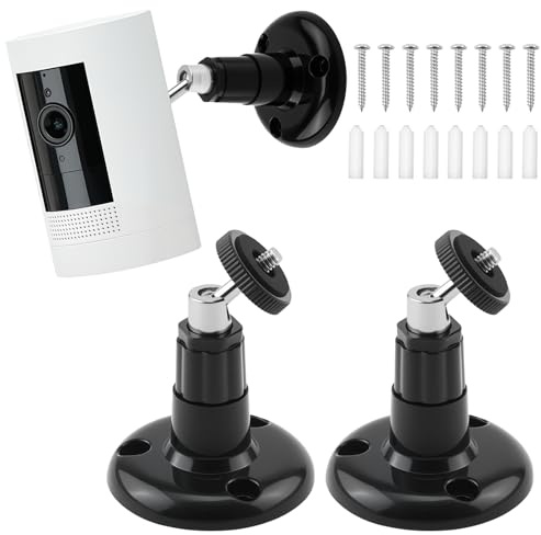 2 Pack Wall Mount Camera Bracket for Ring Outdoor Stick up Camera Arm 1/4 Thread Hole Compatible with Camera/Pro/Indoor Cam/Wyze Cam/Arlo Cameras, Black