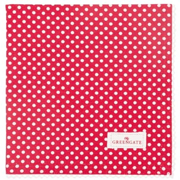 GreenGate Dotty Stoffserviette mit Spitze red 40x40cm