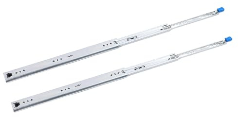 MasYosh Rails Coulissants Robustes de 22 Pouces, Glissières de Tiroir Amovibles à Extension Complète à 3 Volets avec Conception Autobloquante et Roulement à Billes, pour Armoires