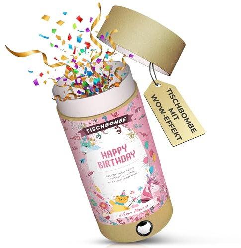 ARTOZ Tischbombe “Birthday Girl” - Wiederverwendbares Tischfeuerwerk ohne Feuer & Rauch - Konfettikanone für Kinderparty - Premium Kinderfeuerwerk - Knallerbox für Kindergeburtstag Mädchen