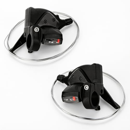 Manettes de Vitesse, 3 x 7 Vitesses Manette de Vélo Frein de Vélo, Lot de 2 Leviers de Vitesse de Vélo, Levier de Vitesse Gauche et Droite, pour VTT et Vélo de Route, Pièce de Rechange Universelle