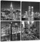 Wandkunst, Leinwand, Motiv: New York City, Nachtszenen, modernes Stadtbild, Kunstwerk, Gemälde für Schlafzimmer, Zuhause, Büro, Wohnzimmer, Dekoration, 30,5 x 30,5 x 10,2 cm, Schwarz und Weiß